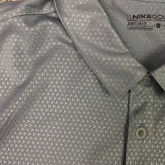 Nike Polo Golf Shirt Men's XL Gray Geometric Pattern Dri-Fit 838964 065 NEW NWT - Picture 5 of 14